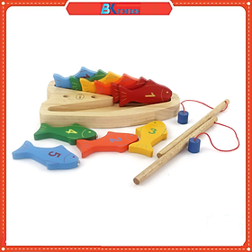 Đồ chơi câu cá cho bé, Bộ câu 10 cá số - Đồ chơi gỗ Winwintoys