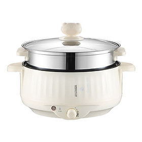 Nồi lẩu điện đa năng đáy chống dính 2 tầng có vỉ hấp inox 304 TNL.02 công suất 1000W - Nồi lẩu điện mini có điều chỉnh nhiệt độ - Nồi lẩu điện đa năng (Tặng 3 thìa inox)