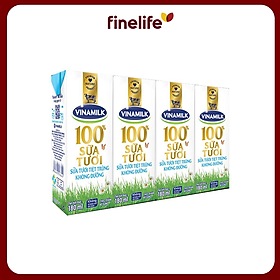 Sữa tươi tiệt trùng Vinamilk 100% không đường lốc 4x180ml-3323596
