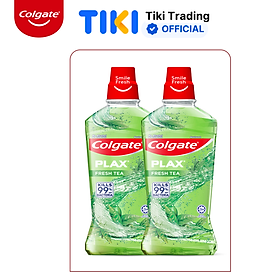 Bộ đôi Nước súc miệng Colgate diệt 99% vi khuẩn Plax trà xanh 500ml/chai