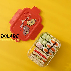 Hộp Cơm Bento 3 Ngăn Giữ Nhiệt Vịt Vàng 1200ml Dùng Được Lò Vi Sóng, Thố Cơm Giữ Nhiệt 3 Ngăn