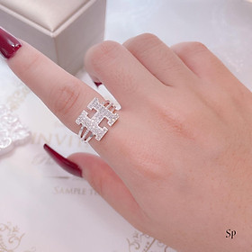 Nhẫn bạc nữ mặt chữ H chất liệu bac s925 MS95v
