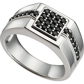 Nhẫn bạc nam PNJSilver đính đá màu đen 92529.403-BO