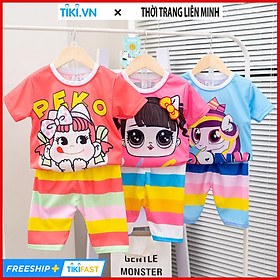 Combo 3 Quần áo bé gái, đồ bộ Mimykid in 3D hoạt hình dễ thương, đáng yêu co giãn 4 chiều mềm mại, thấm hút mồ hôi tốt, thời trang, set, bộ đồ, đồ