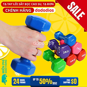 Tạ nhựa cao su cao cấp 1kg, 2kg, 3kg, 0.5kg tạ tay tập gym yoga cho nam nữ - Chính hãng dododios