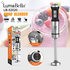 Máy xay cầm tay đa năng Lumabella LB-52020 công suất 1500W, lưỡi dao sắc bén xay nhuyễn mọi thực phẩm - HÀNG CHÍNH HÃNG