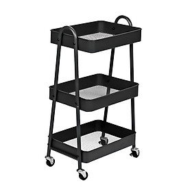 3-Tier Rolling Utility Cart Organizer Storage Rack Trolley with Wheels for Kitchen Bedroom Bathroom Living Room Office