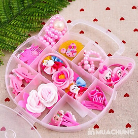 Kẹp tóc hàn quốcHộp đựng nhựa Nơ buộc tóc kitty cho bé gái xinh xắn