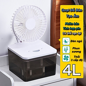 Mua Quạt Hơi Nước Tạo Ẩm Để Bàn 4L Tích Hợp Pin Sạc   Đèn Ngủ   3 Cấp Độ Thổi - Home and Garden