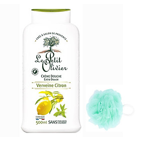 Sữa tắm dưỡng ẩm LE PETIT OLIVIER Crème Douche Extra Douce 500ml + Tặng kèm 1 bông tắm ( màu ngẫu nhiên)