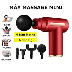 Máy mát xa cầm tay, súng massage trị liệu toàn thân Với 4 Đầu Thay Thế 6 Cấp Độ