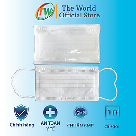 [ Gói 10 cái ] Khẩu trang y tế 3 lớp The World kháng khuẩn, bụi mịn chất lượng - Hàng Chính Hãng The World