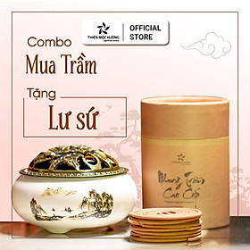 Nhang Khoanh trầm hương cao cấp 12 Năm tích trầm - Tặng kèm lư sứ xông nhà - Thơm lâu, an toàn sức khỏe - Thiên Mộc Hương