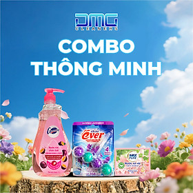 Combo Thông Minh: 1 Chai Nước Rửa Chén 1L Hương Chanh Dây + 1 Vỉ Treo Bồn Cầu Hương Lavender + 1 Dây Xả Hương Coco