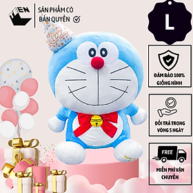 Gấu bông Khổng Lồ, Thú bông Doraemon phiên bản sinh nhật Size L, Gấu bông Doraemon mền mại, Gấu bông lớn cao 52cm - Sản Phẩm Có Bản Quyền, Phân Phối Bởi Teenbox Thú Nhồi Bông Toy
