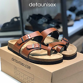 Dép nam nữ xỏ ngón đế trấu màu Bò - DETA22B - 37