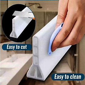 Dải Chắn Nước Silicon-thanh ngăn nước nhà tắm cỡ đại CAO 10CM sẵn keo cường lực bóc dán dán tiện lợi - trắng