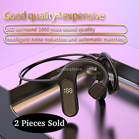2xBluetooth Bone Conduction Headset LED Display Open-Ear for Running