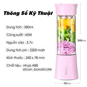 Mua Máy xay sinh tố cầm tay sạc điện dung tích 380 ml công xuất 65w - Hàng chính hãng