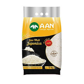Gạo Nhật Japonica Túi 5Kg ( A An) - Hạt tròn, cơm ngọt, rất dẻo, hạt cơm kết dính