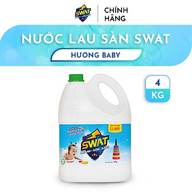 Nước Lau Sàn SWAT Hương Baby An Toàn Cho Bé Can 4kg Siêu Tiết Kiệm