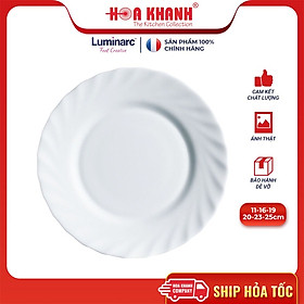 Mua Đĩa Thủy Tinh Luminarc Diwali Trianon Trắng 20cm đựng thức ăn  kháng vỡ  cường lực - Bộ 3 đĩa - N3647