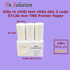 Giấy in nhiệt tem nhãn dán 3 cuộn đầy đủ kích thước dành cho Máy in  mini