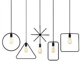 Đèn thả trang trí 5 hình học cao cấp trang trí cửa hàng, quán cafe, quầy bar - tặng kèm bóng LED chuyên dụng