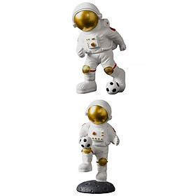 2 Pieces Astronaut Statues Craft Spaceman Resin Gift  Bookshelf