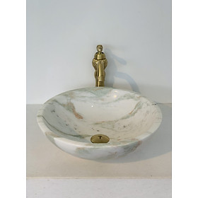 Mua CHẬU RỬA LAVABO ĐÁ TỰ NHIÊN DÁNG TRÒN MỎNG MÀU TRẮNG VÂN XANH