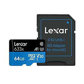 Thẻ nhớ Lexar Micro SD 64GB có Adapter Class 10 - Hàng Chính Hãng