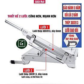 Dao Chặt Thịt Gà, Thái Thịt Bò Đông Lạnh, Cắt Chân Giò, Thái Thuốc Bắc KD0288, 2 Lưỡi Thép 30CR13, Inox 430 - Tặng Tay Mài KD0315