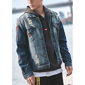 Áo khoác jean nam ArcticHunter mẫu 015, thời trang trẻ, phong cách Hàn Quốc, thương hiệu chính hãng