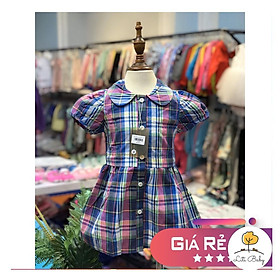 Váy kẻ cài cúc sổ sen size 3-8T. Chất vải thô mát mẻ, dễ mặc, không nhàu