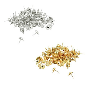 200pcs Handmade Jewelry Crafts Accessories Gold Silver Half Round Ear Stud Ornaments Earrings Blanks Settings Jewelry Findings 15 x 9 mm