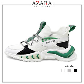 Giày Thể Thao Nam AZARA- Sneaker Màu Đen - Trắng - Xám, Giày Thể Thao Họa Tiết Dấu Phẩy, Thoáng Khí - G5200