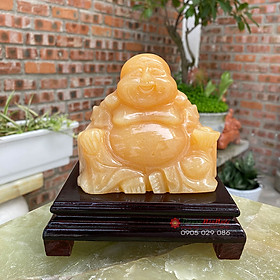 Tượng Phật Di lặc đá ngọc hoàng long 10cm - đá Non Nước