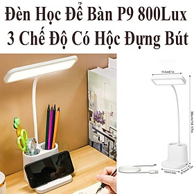 Mua Đèn Học Để Bàn P9 800Lux 3 Chế Độ Ánh Sáng Trắng – Vàng – Trắng Vàng Có Hộc Đựng Bút