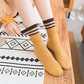 Tất vớ nữ cao cổ dài len gân Vintage cá tính TN08