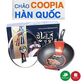 Chảo chống dính siêu bền đá sâu Coopia Hàn Quốc có nắp kính size 32cm tiện lợi cho gia đình