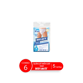 Combo 6 bao quần lót miễn giặt body-mate nam, 5 cái/bao