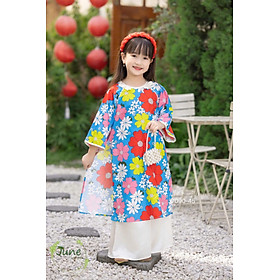 Bộ áo dài tết cho bé gái mẫu hoa mùa xuân xinh xắn diện lễ tết noel giáng sinh năm mới từ 10-40kg hàng thiết kế cao cấp