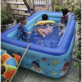 Mua BỂ BƠI PHAO CHO BÉ 1M2 1M3 1M5 2M1 3 Tầng Có Đáy Chống Trượt màu xanh màu hồng )