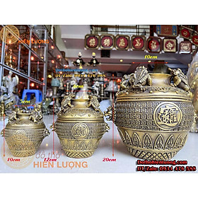 Hũ Cóc Thiềm Thư Chiêu Tài Lộc Màu Nâu Vàng Bằng Đồng Các Cỡ