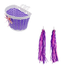 Children Kids  Front Basket+Handlebar Grip Tassels Streamers