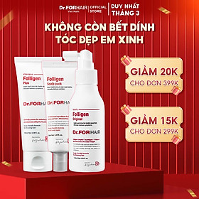 Bộ gội xả dưỡng hỗ trợ mọc tóc nuôi dưỡng da đầu khỏe mạnh Dr.FORHAIR Folligen Plus x Scalp Pack x Tonic