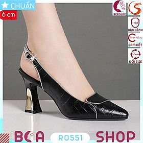 Giày cao gót nữ công sở 6p RO551 ROSATA tại BCASHOP mũi nhọn, gót vuông cách điệu, quai sai nhìn lạ mắt và thời trang