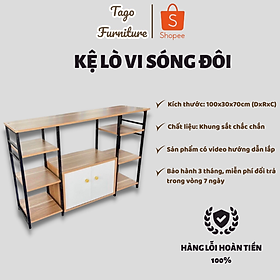 Kệ lò vi sóng đôi, tủ bếp để lò nướng đa năng hiện đại khung sắt sơn tĩnh điện, gỗ MDF phủ Melamine TAGO33