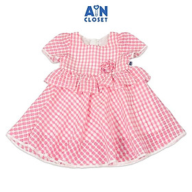 Đầm công chúa bé gái họa tiết Caro Hồng organza - AICDBGKOLTEV - AIN Closet
