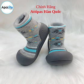 Attipas Nordic - Gray/ AT036 - Giày tập đi cho bé trai /bé gái từ 3 - 24 tháng nhập Hàn Quốc: đế mềm, êm chân & chống trượt